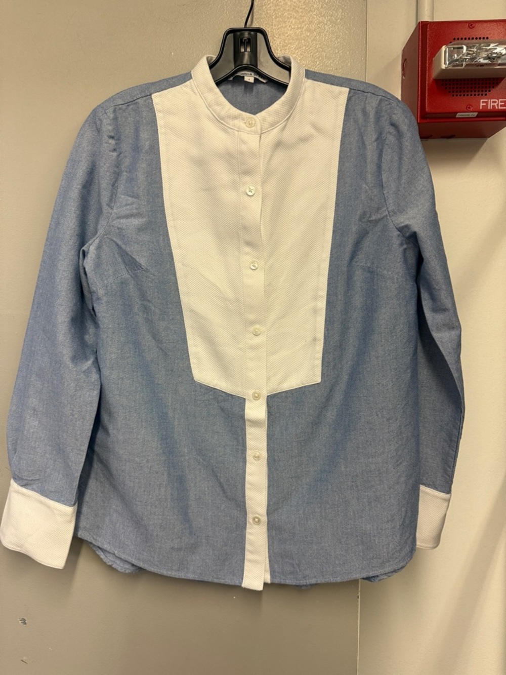 Veronica Beard Blue and White Panel Button-Down Shirt
